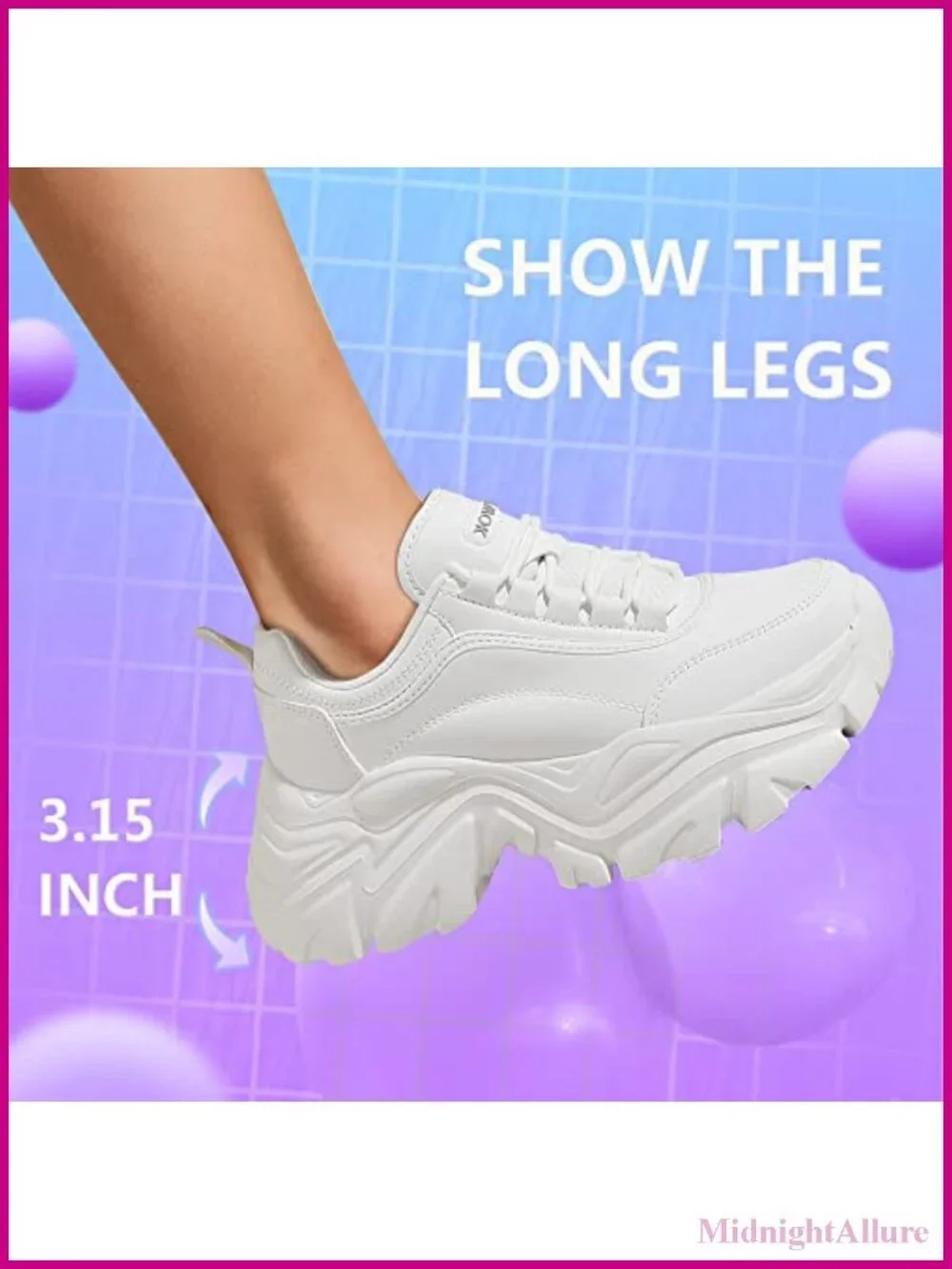 Chunky Platform Sneakers for Women Faux Leather Memory Foam Casual Athletic